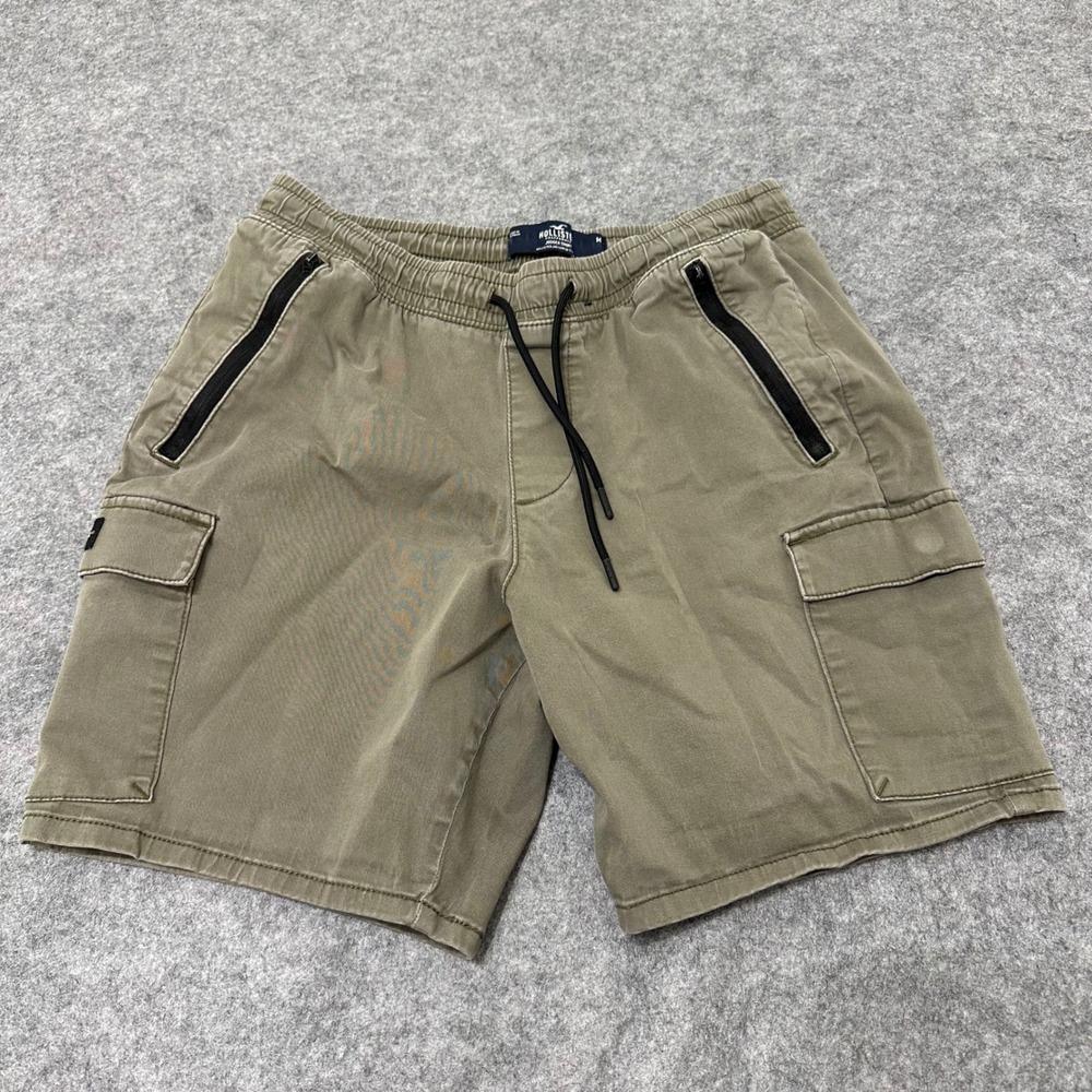 Hollister Jogger Shorts Mens Medium Olive Green Cargo 7" Inseam Advanced Stretch